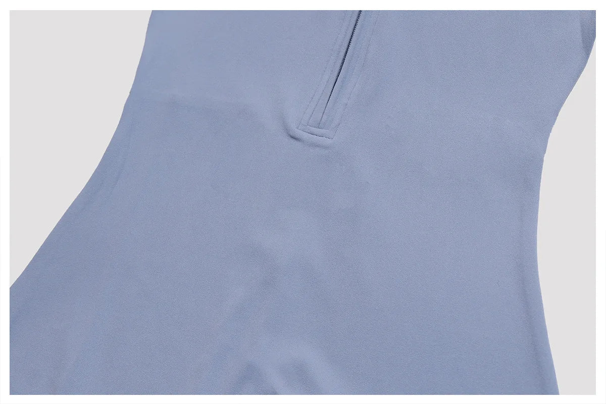 Zipper Front Jumpsuit - Short Sleeve Nylon Workout Set for Gym & Yoga