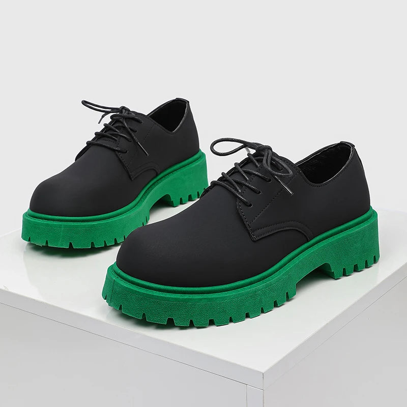 Platform Derby Shoes - Men's Genuine Leather Business & Casual Footwear