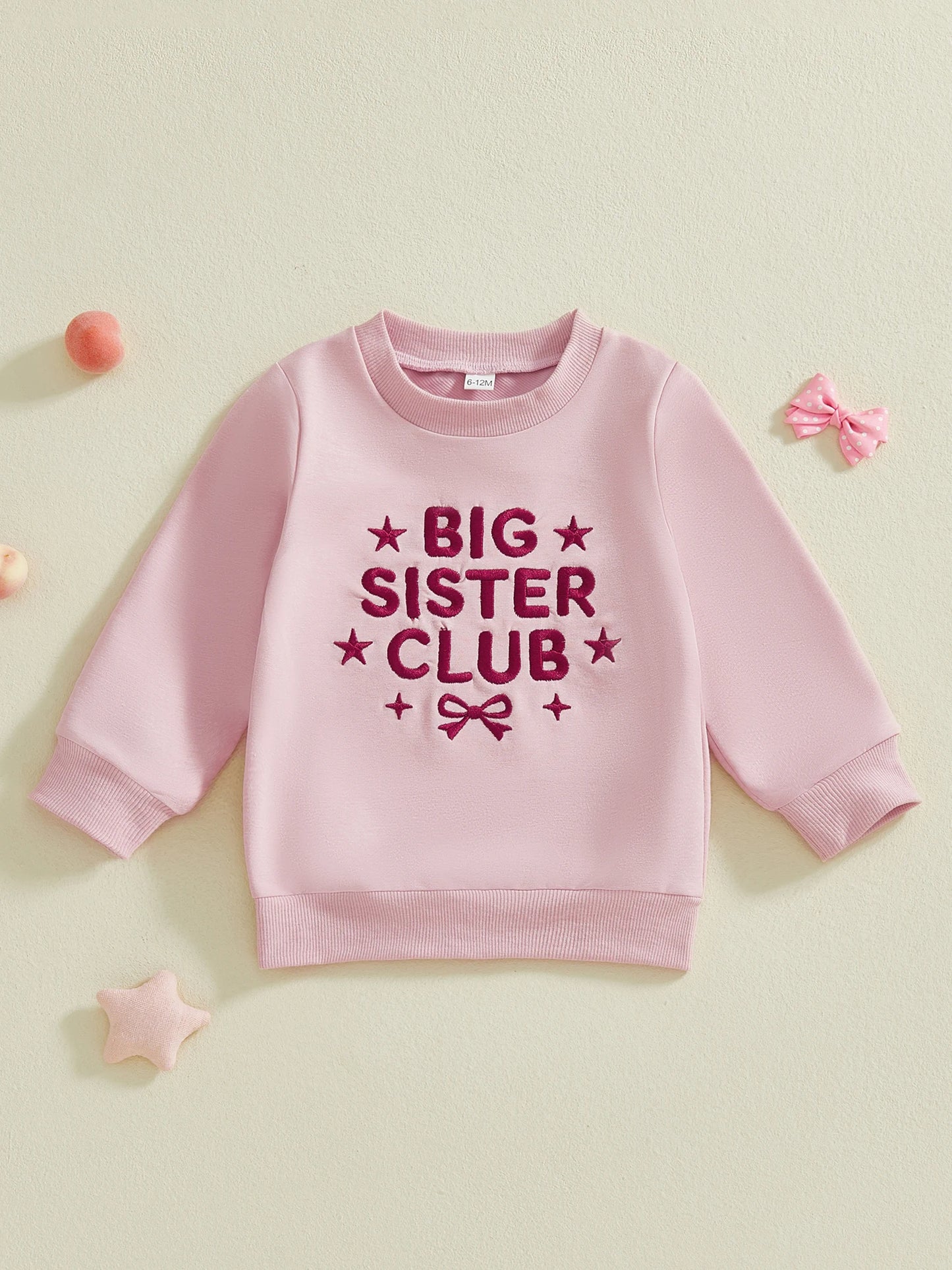 Girls Long Sleeve Sweatshirt - Letter Embroidery Pullover Top