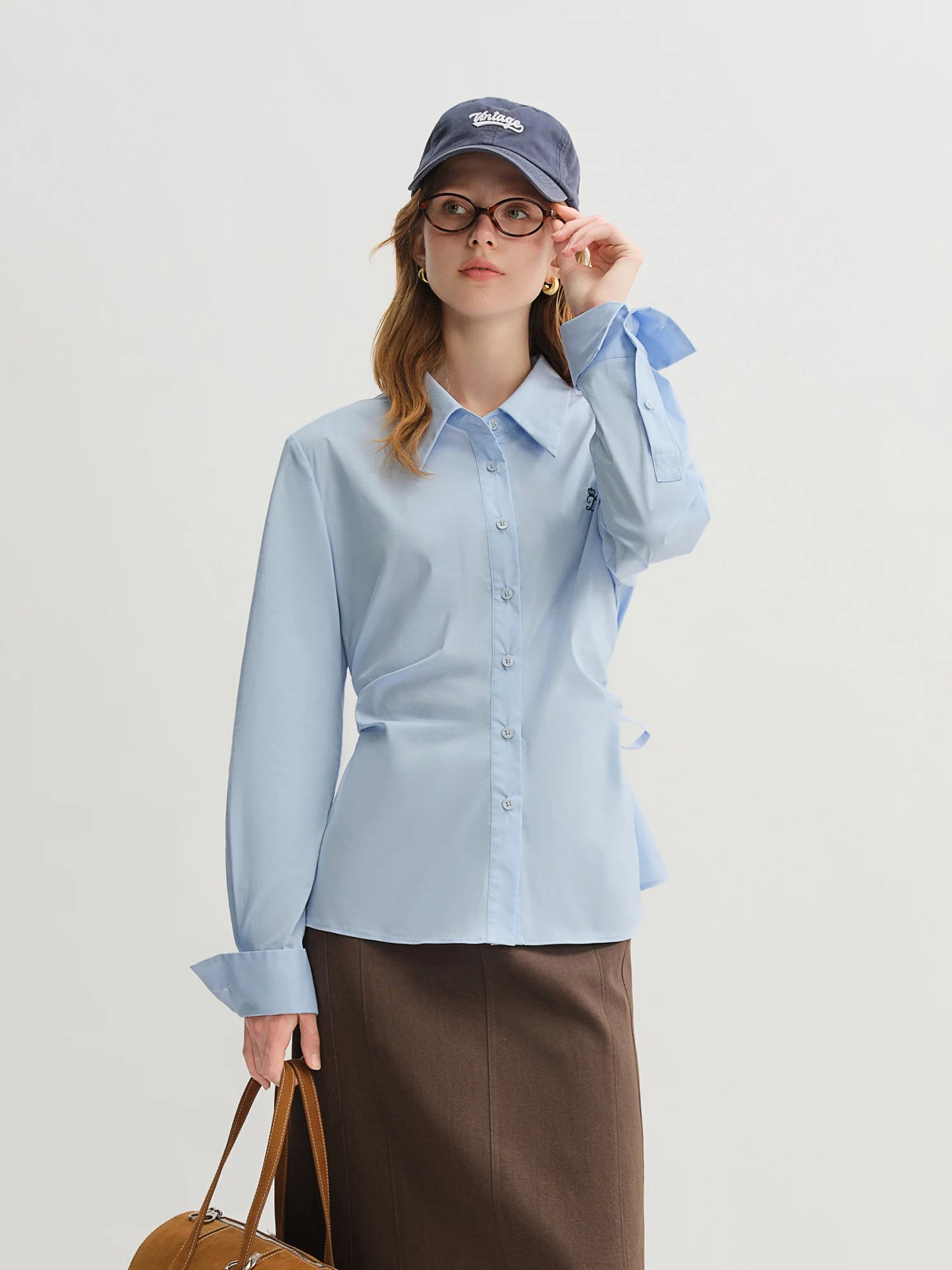 Women's Autumn Long Sleeve Shirt & A-Line Skirt Outfit