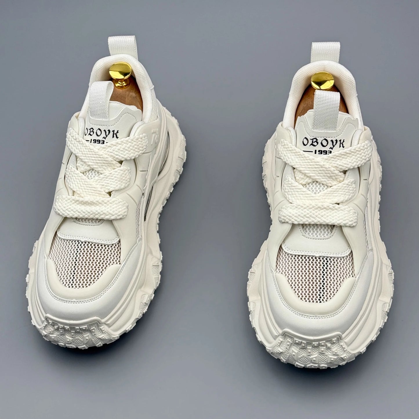 Men's Platform Sneakers - Breathable Lace-Up Tennis Sports Shoes