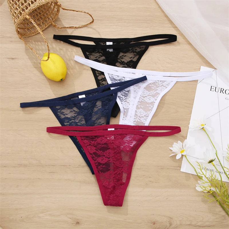 5Pcs Cotton Lace Thongs  Hollow Out Floral Underwear Panties Low Waist G-string Comfortable Lingerie