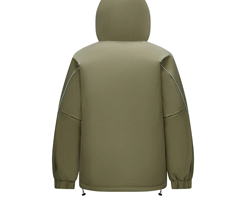 Down Jacket Men Textured Hooded Loose Fit Outdoor Style Coat Winter Sportswear