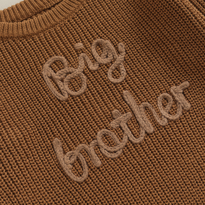 0-5Y Toddler Kids Boys Autumn Winter Sweater Long Sleeve Letter Embroidery Pullover Knitwear