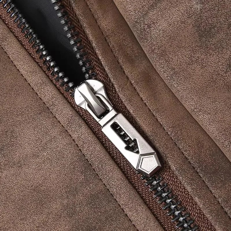 Men's Casual Leather Jacket - Stand Collar Moto Biker Outerwear