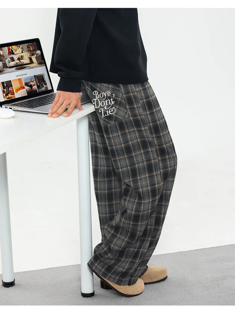 Men's Plaid Casual Trousers - Loose Straight Fit