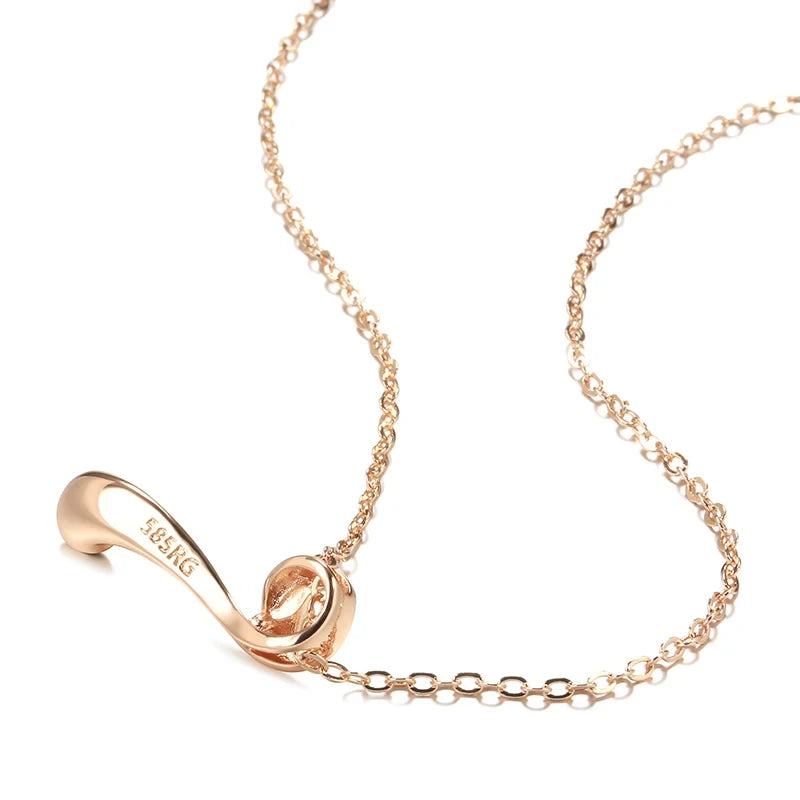 585 Rose Gold Colour Glossy Pendant Necklace For Women