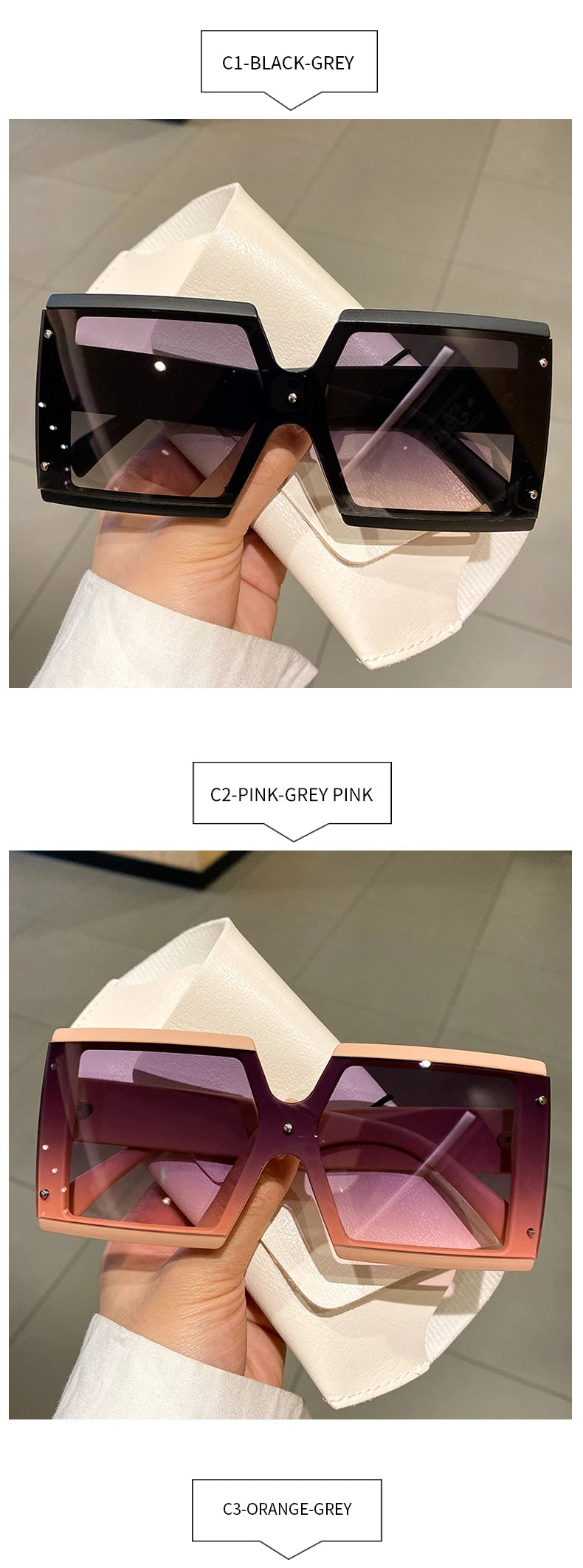 Women's Square Oversized One-pieces Gradient Sunglasses
