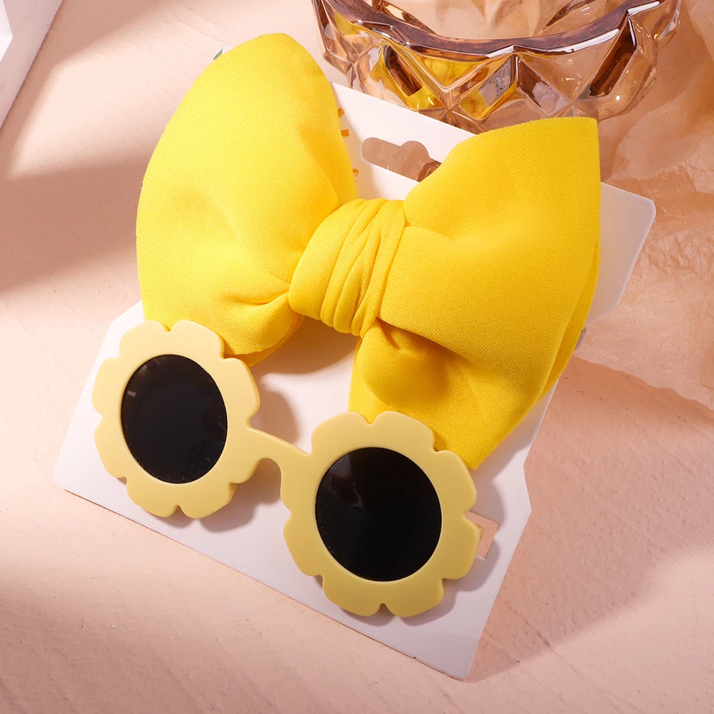 2PCS Children's Baby's Headband and Flower Sunglasses