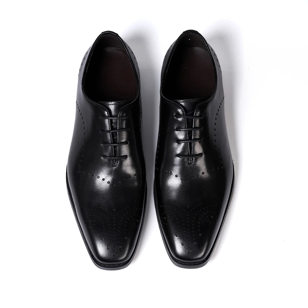 Men's Brogue Italian Genuine Leather Formal Classic Lace-Up Office Oxford Shoes