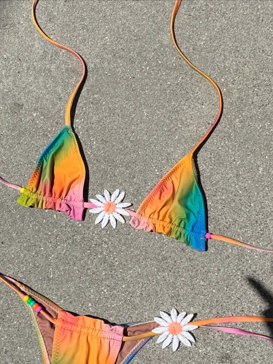 Women's Beaded Halter V-Neck Bikini Set - Elegant Beach Swimwear