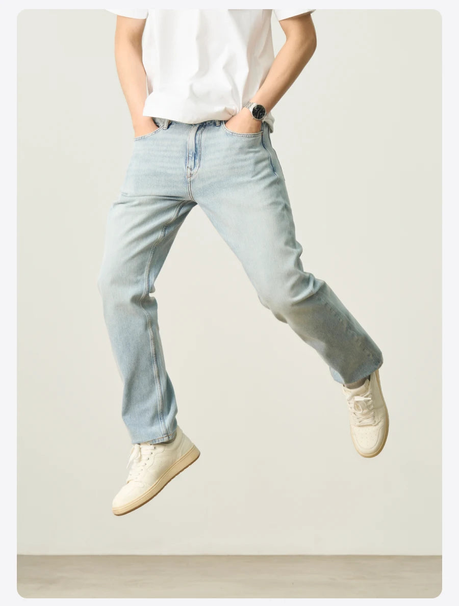 Men's Stretch Denim Jeans - 11oz Elastic Lycra Loose Straight Plus Size