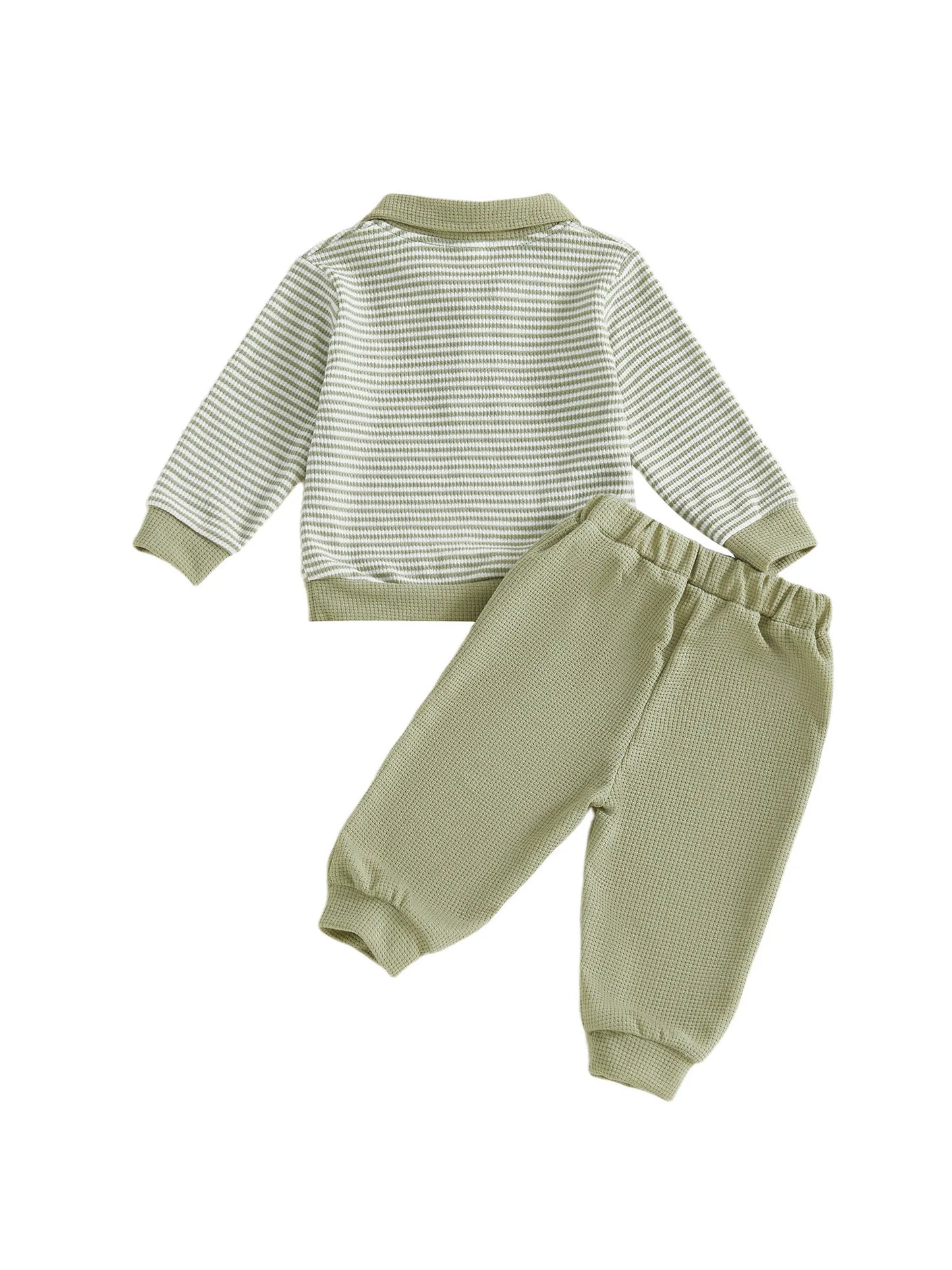 Baby Boys Striped Outfit Set - Long Sleeve Lapel Top with Pants (0-4Y)