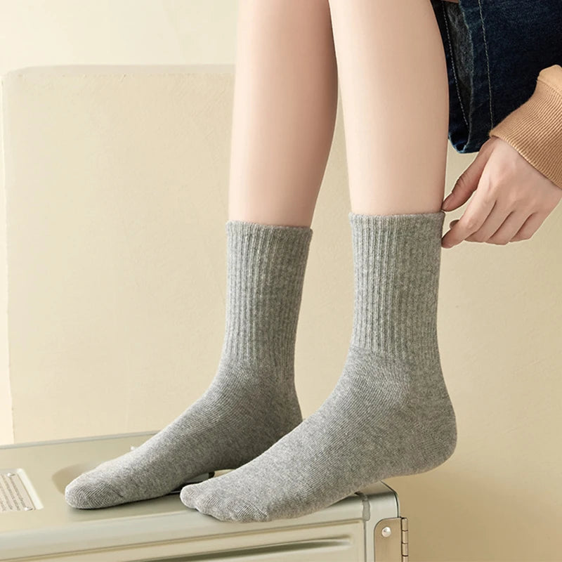 3 Striped Cotton Socks - Unisex Streetwear Casual Knitted Socks