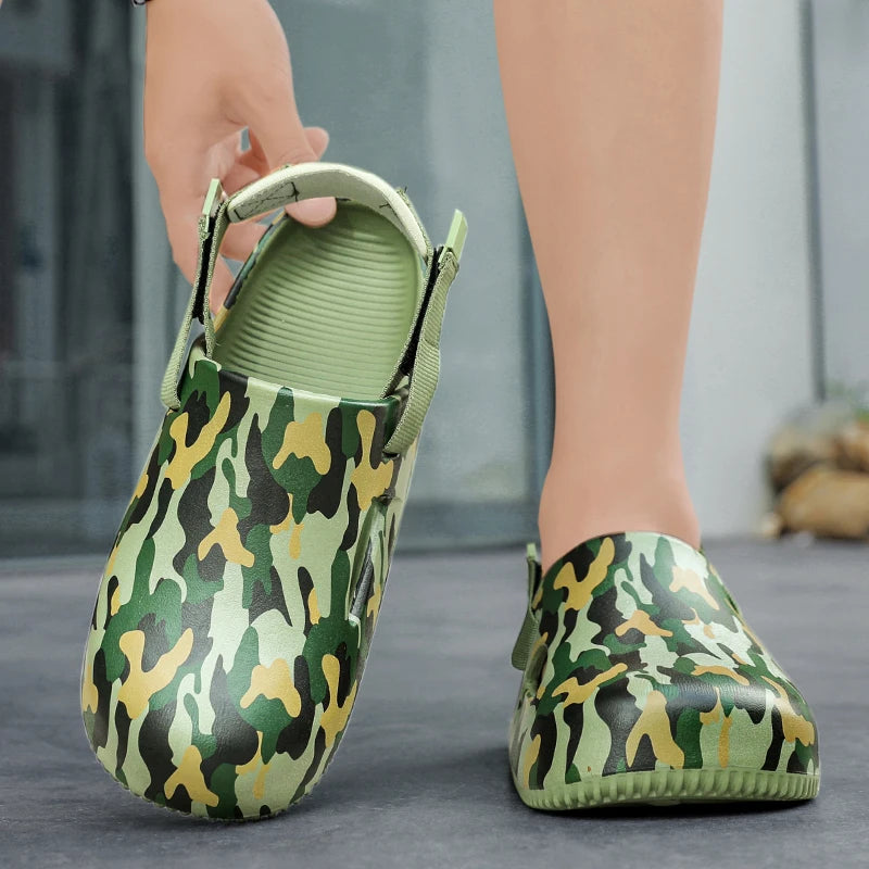Men's Summer Slippers Sandals Camouflage  Clogs Beach Slippers Flip Flop Casual Slides