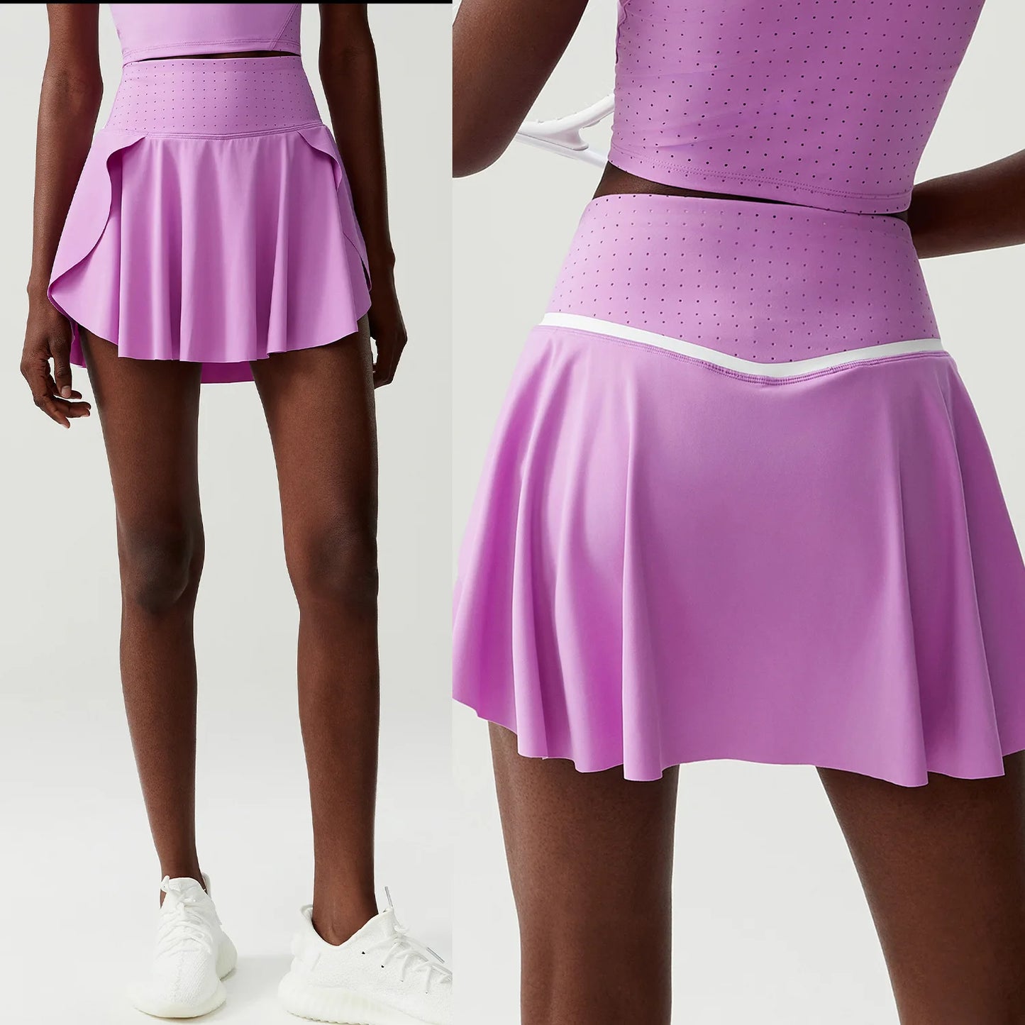 Women's High Waist Tennis Skirt - 2-in-1 Quick Dry Athletic Skort