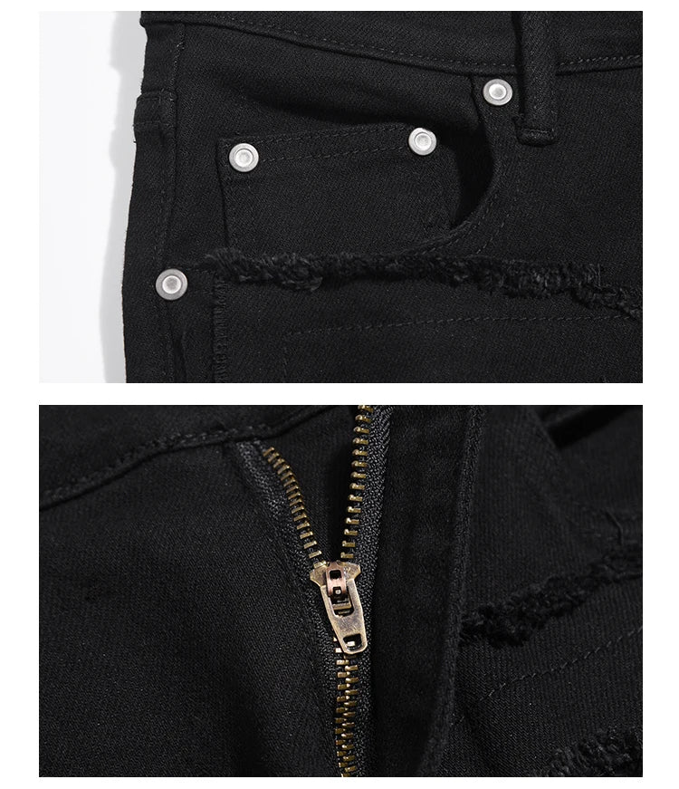 Men's Ripped Denim Straight Patchwork Baggy Jeans