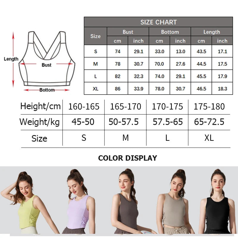 Women's Sleeveless Yoga Top Slim Fit Gym Running Vest Breathable Quick Dry Workout Top With Chest Pads Sportswear