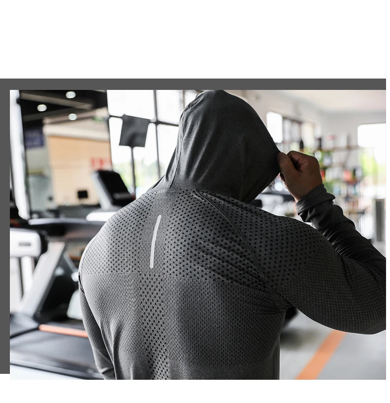 Men's Fitness Tracksuit Running Sport Hoodie Gym Hooded Outdoor Workout Athletic  Muscle Training Sweatshirt Top