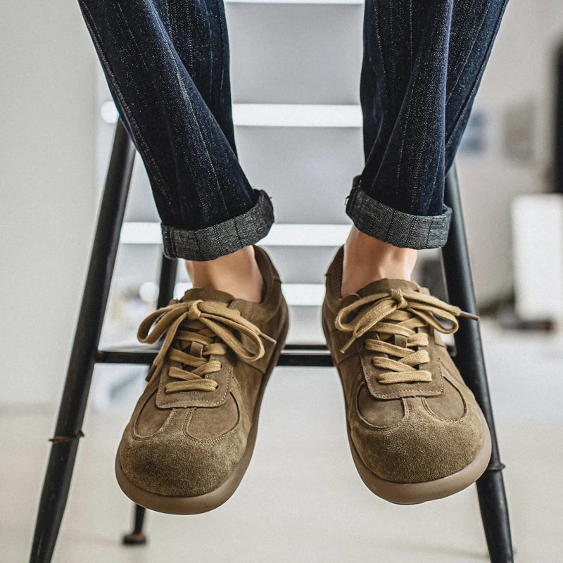 Men's Suede Leather Lace-up Flat Shoes