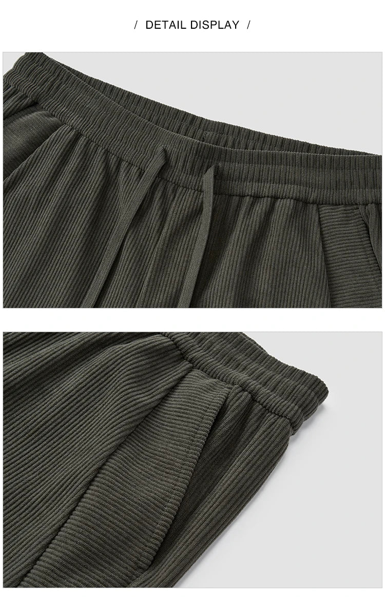 Men's Corduroy Jogger Pants - Loose Fit Textured Winter Streetwear Trousers