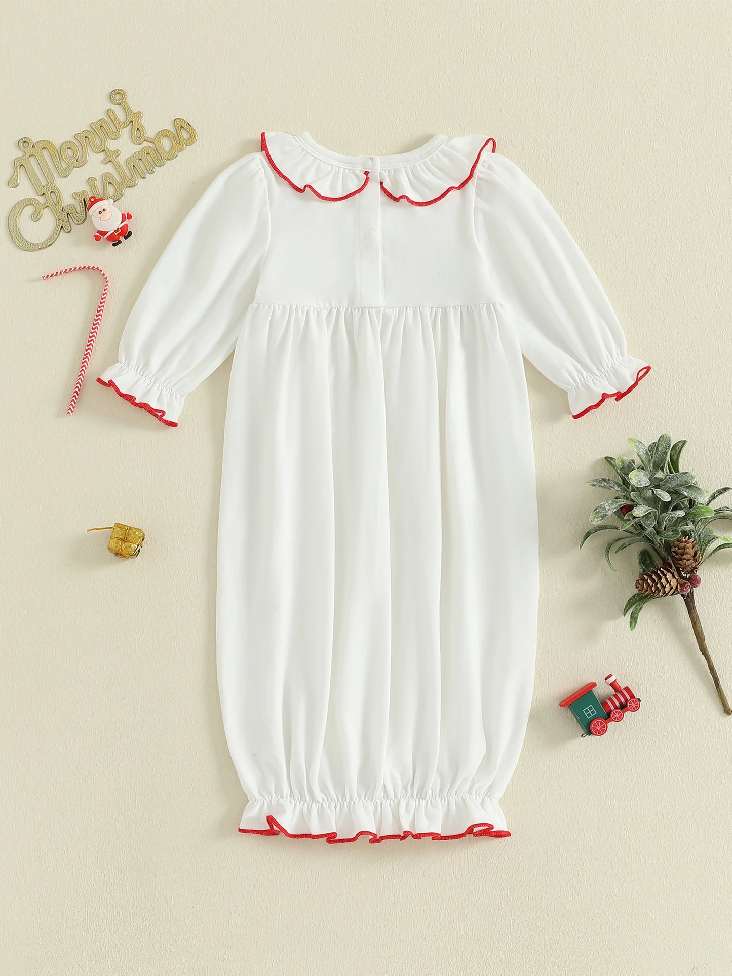 Newborn Baby Christmas Romper - Embroidery Long Sleeve Autumn Winter Set (0-3M)