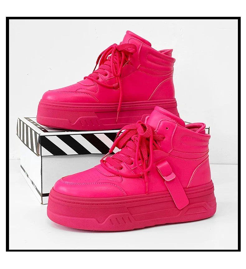 High-Top Platform Sneakers - Men's Thick-Sole Running Shoes