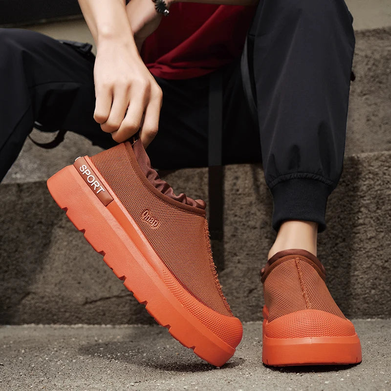Men's Platform Vulcanized Slip-On Sneakers - Comfortable Running Tennis Shoes