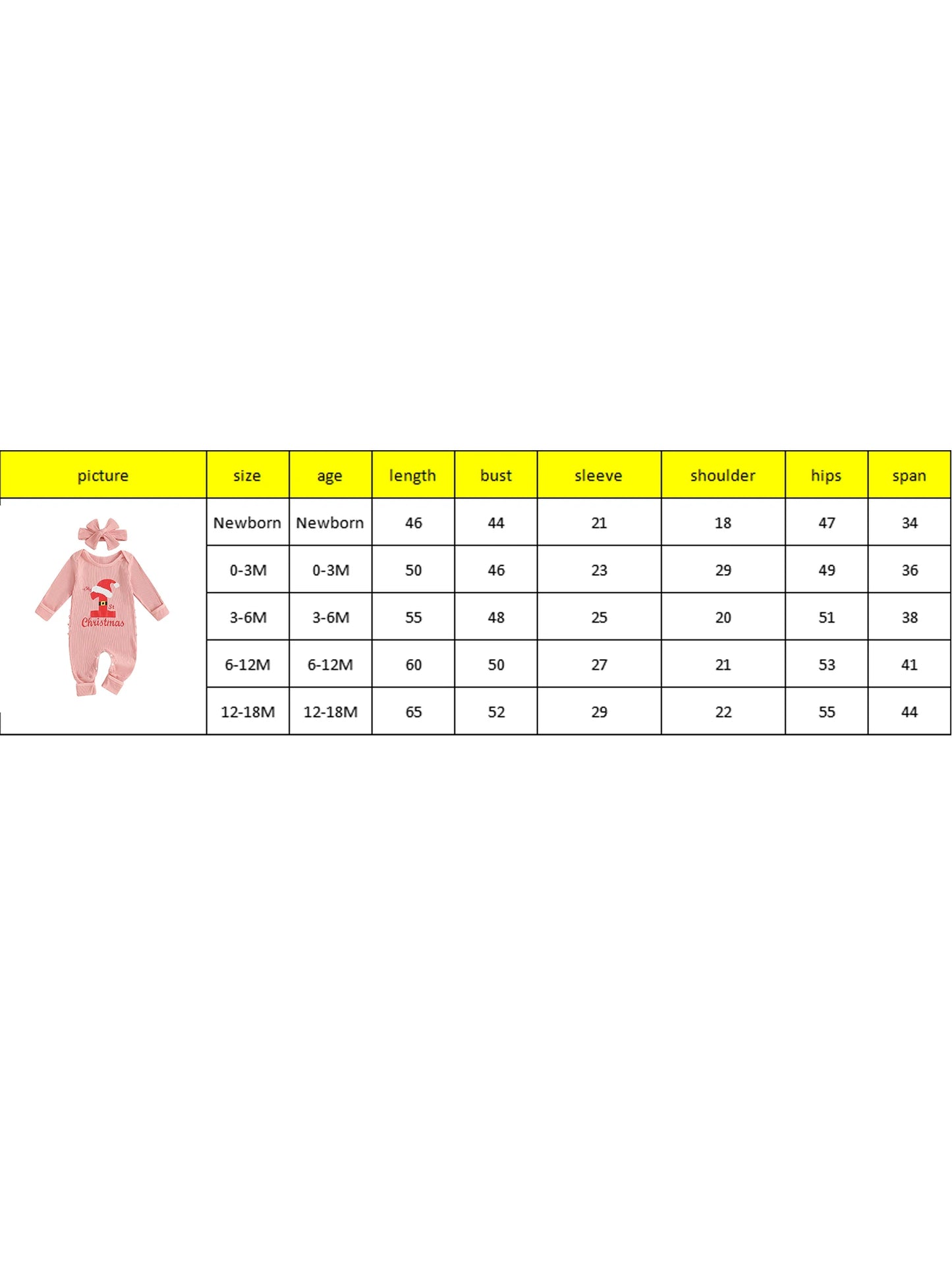 Baby Christmas Romper - Letter Hat Print Long Sleeve Jumpsuit with Headband (0-18M)