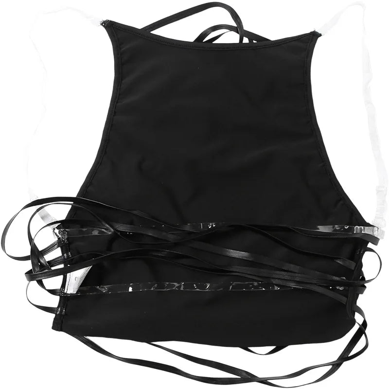 Fringe Backless Crop Top - Y2K Gothic Festival Vest