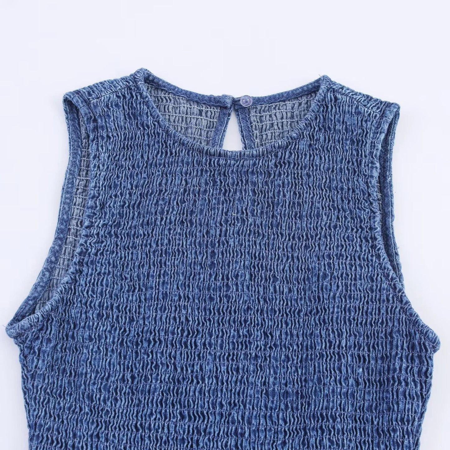 Women's Honeycomb Grid Sleeveless Mini Dress with Pleated Details