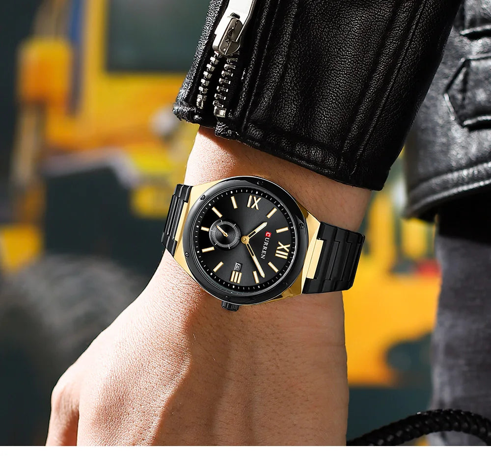 Premium Waterproof Business Watch - Luminous Date Display Stainless Steel Square Quartz