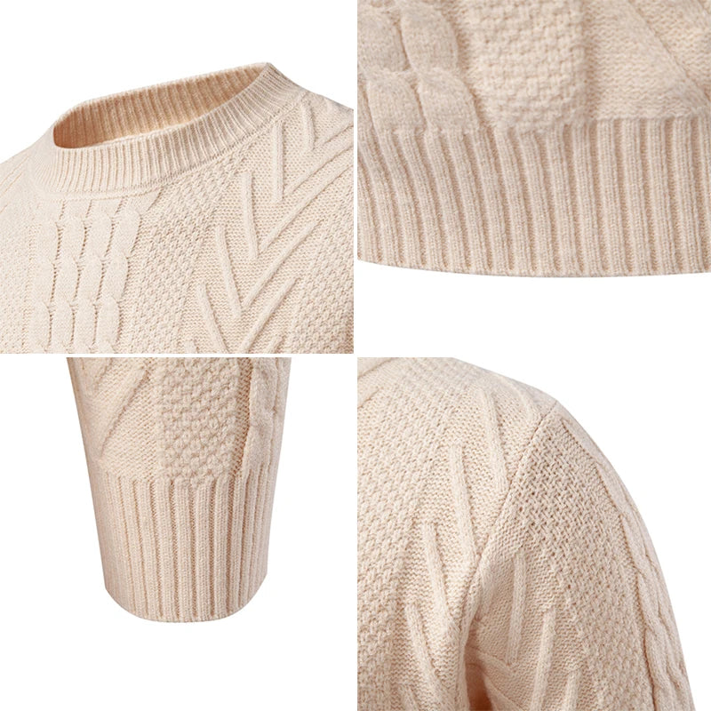 Autumn Winter Knit Sweater - Unisex O-Neck Pullover Slim Fit