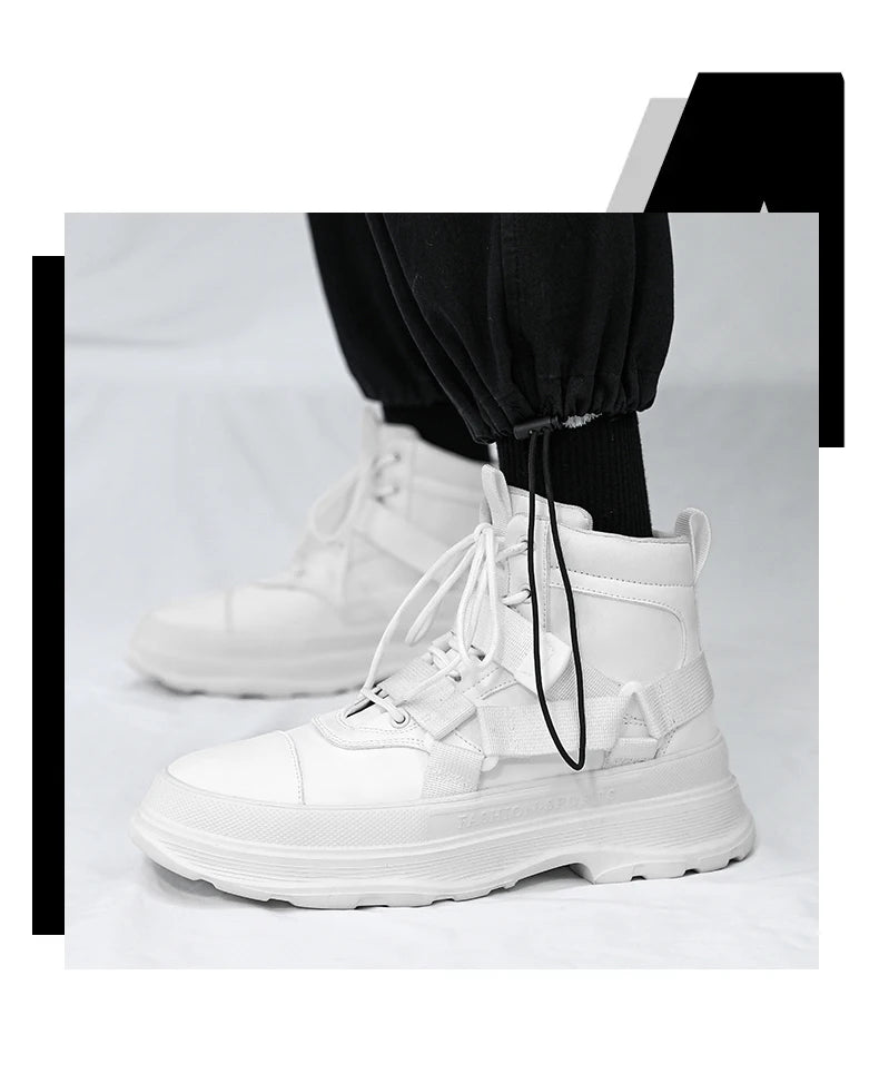 Men's High-Top Platform Sneakers - Casual Ankle Boots
