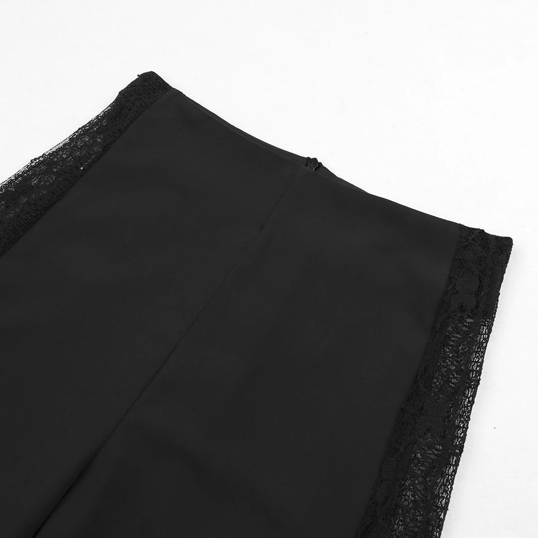Women's Strapless Tie-Flower Crop Top & High Waist Wide Leg Trousers Set