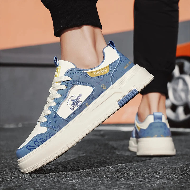 Men's Casual Versatile Platform Skateboard Lace Up Sneakers