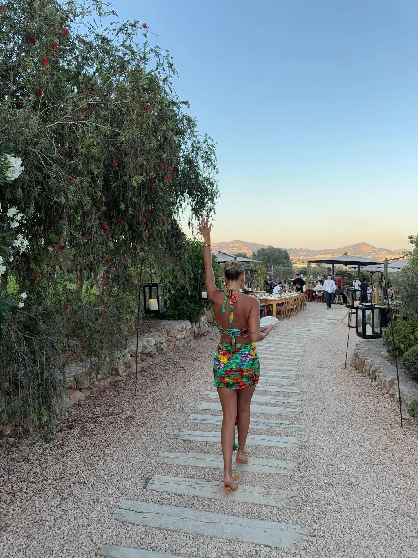 3-Piece Print Halter Bikini Set with Skirt - Beach Swimwear