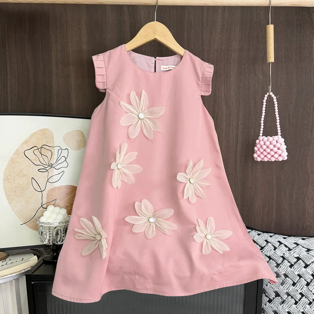 Girl's 3D Flower Princess Dress 2-12 Years