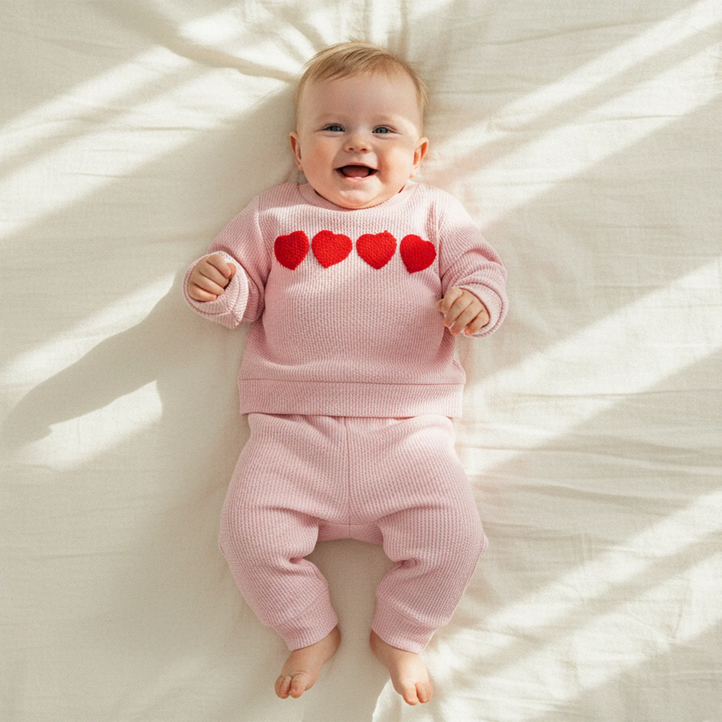 Toddler Baby Girls Valentine's Day Heart Print Long Sleeve Pullover and Pants Set