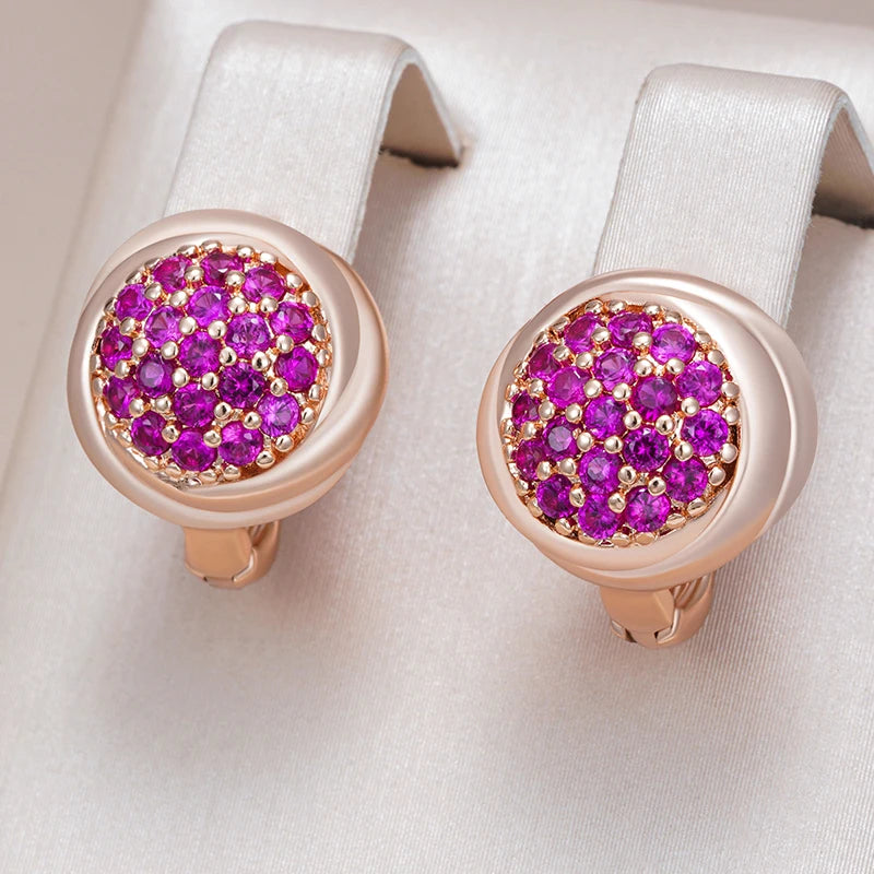 Shiny Red Zircon Drop Earrings - Rose Gold Bridal Jewellery