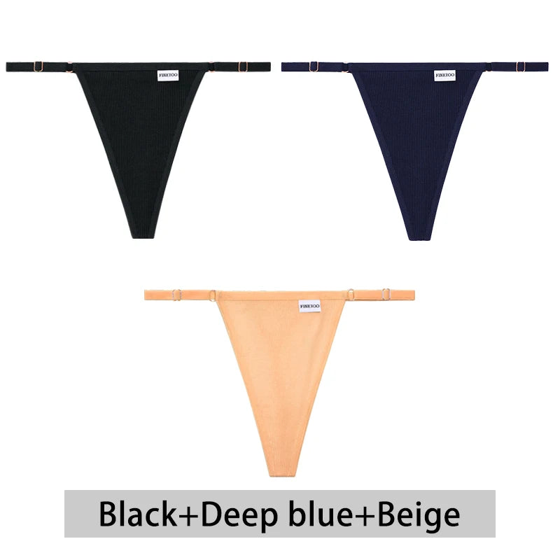 Women's Cotton Thong Set - 3 Pack Low-Rise Bikini Panties