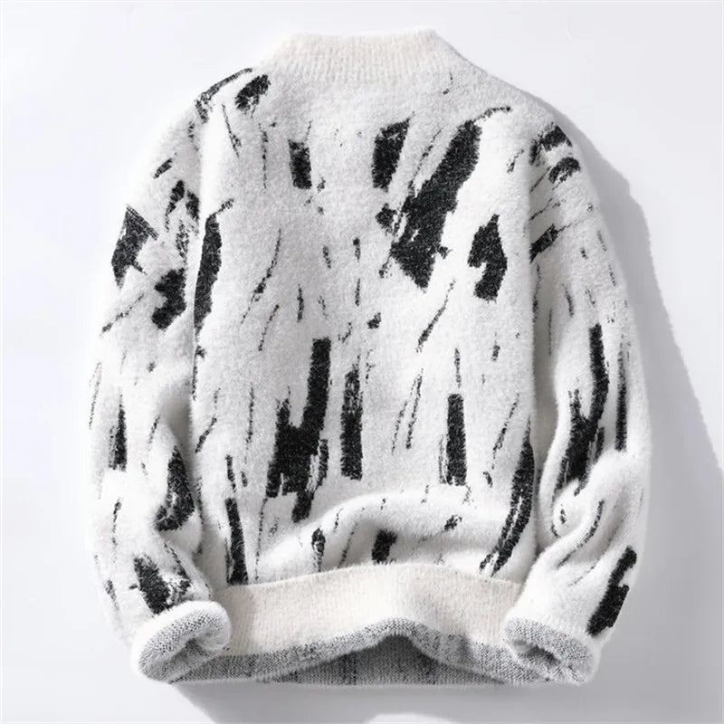 Autumn Winter Patchwork Knitted Sweater - Y2K Streetwear Pullover
