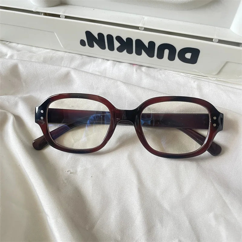 Retro Oval Glasses Frame - Modern Concave Design for Women