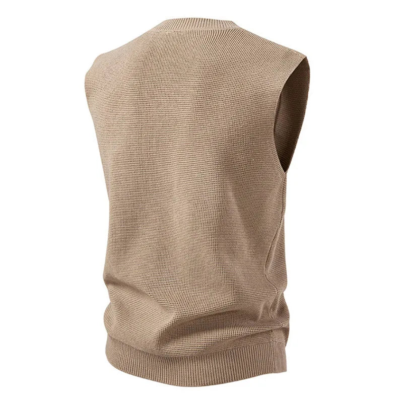 V-Neck Knitted Vest - Sleeveless Smart Casual Sweater Waistcoat