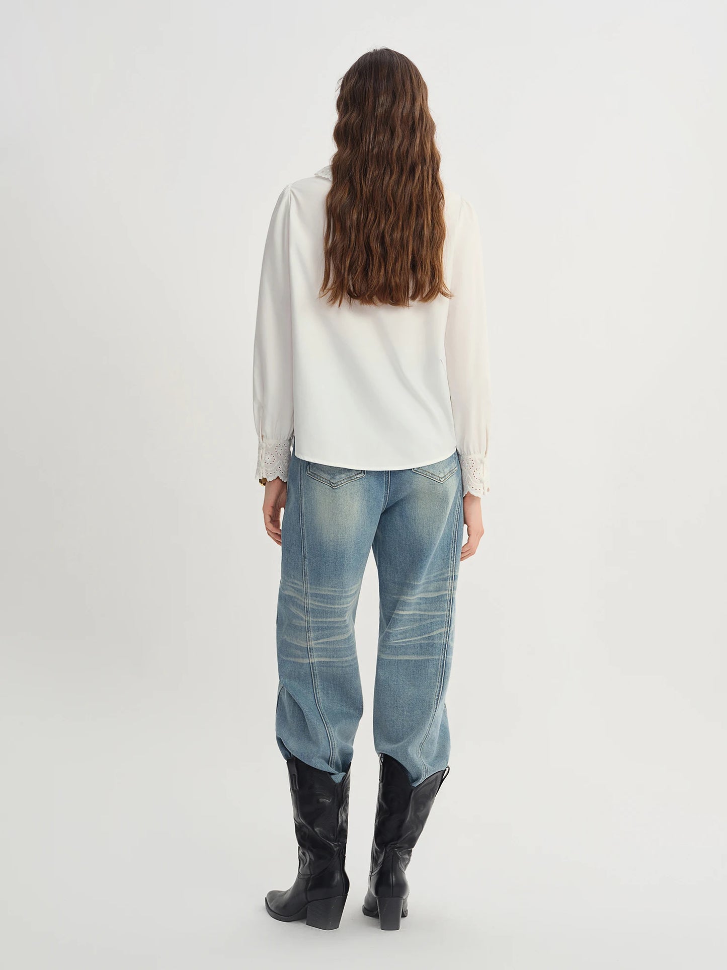 Lace Hollow-Out White Shirt