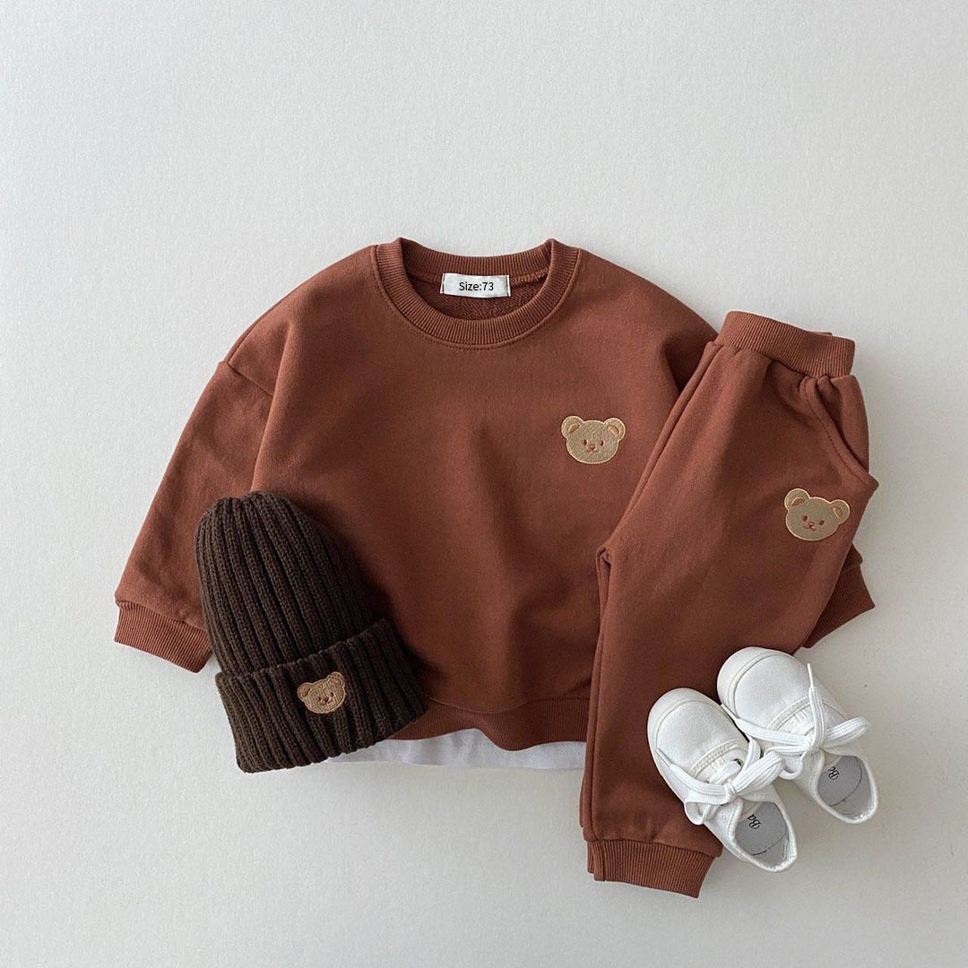 Children's, Toddler, Baby Sports Bear Sweatshirt Pants 2Pcs Outfits Set
