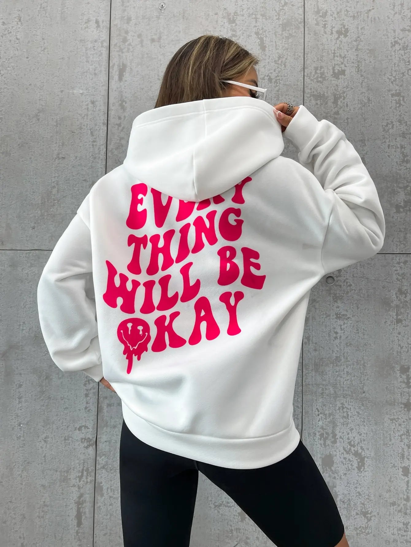 "Everything Will Be Okay " Print Pullover Hoodie