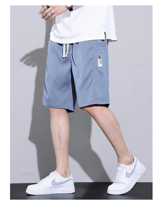 Men's Summer Soft Lyocell Fabric Jogger Casual Elastic Waist Sweatpants Shorts