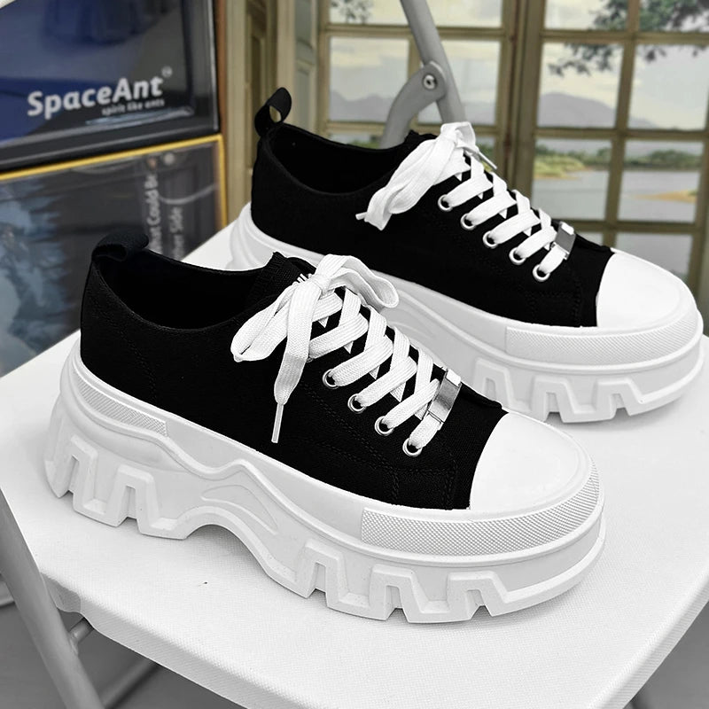 Men's Autumn Platform Walking Shoes - Chunky Thick Sole Lace-Up Sneakers