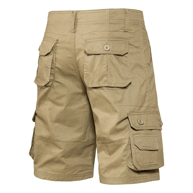 Men's Cotton Cargo Shorts - Multi Pocket Knee Length Summer Shorts